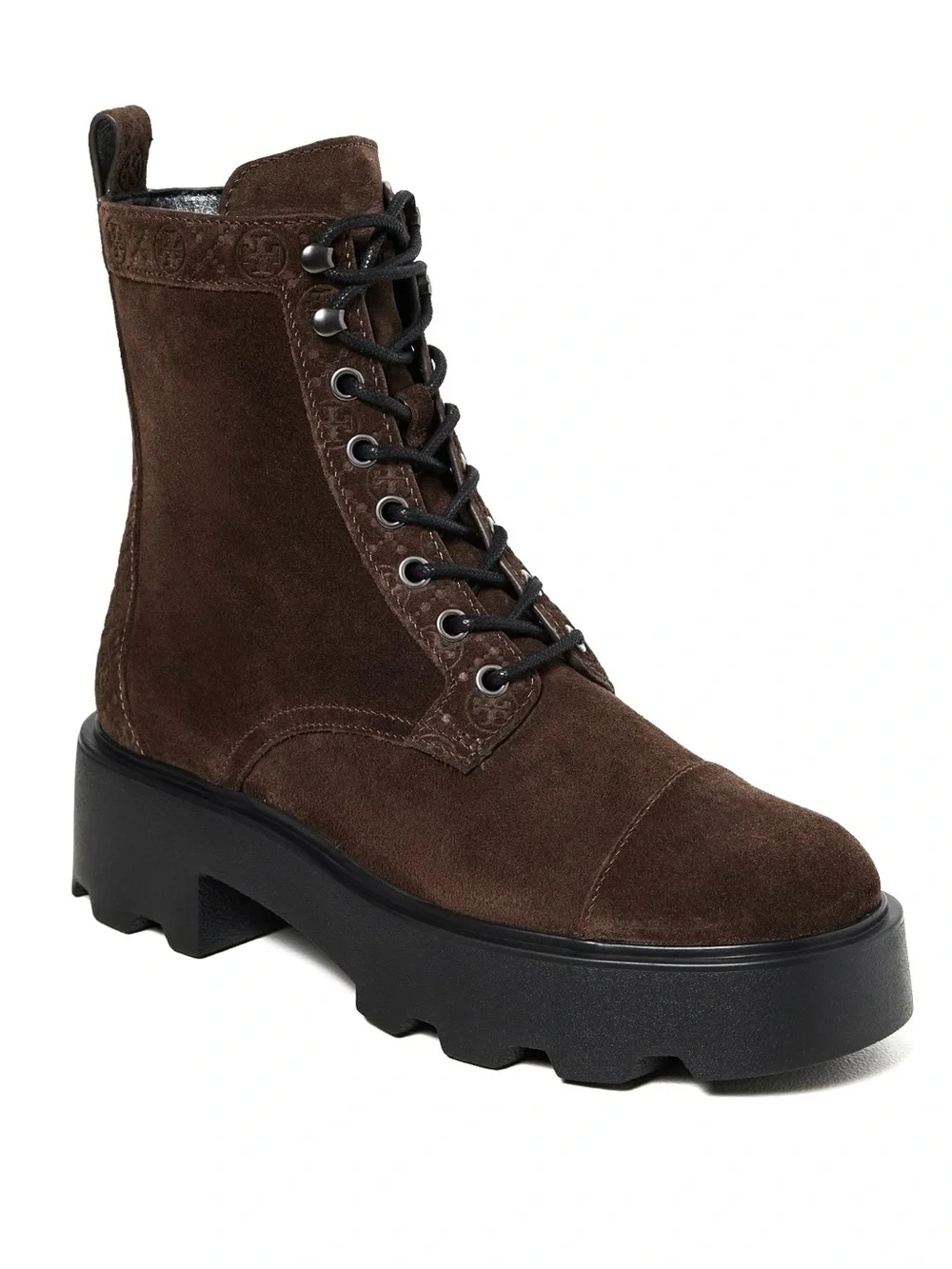 TORY BURCH BROWN SUEDE COMBAT BOOTS